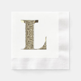 Monogramed Letter Initiaal L Gold Sparkles Elegant Servet