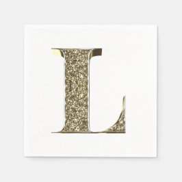 Monogramed Letter Initiaal L Gold Sparkles Elegant Servetten