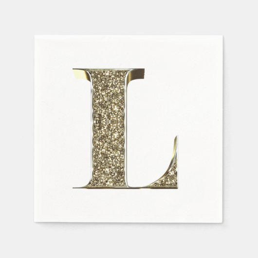 Monogramed Letter Initiaal L Gold Sparkles Elegant Servetten (Voorkant)