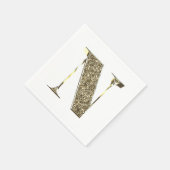 Monogramed Letter Initiaal N Gold Sparkles Elegant Servet (Hoek)