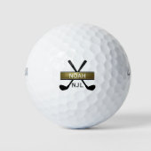 Monogramed Letter Initiaal Name Gold Black Golfballen (Voorkant)
