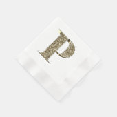 Monogramed Letter Initiaal P Gold Sparkles Elegant Servet (Hoek)