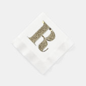 Monogramed Letter Initiaal R Gold Sparkles Elegant Servet (Hoek)