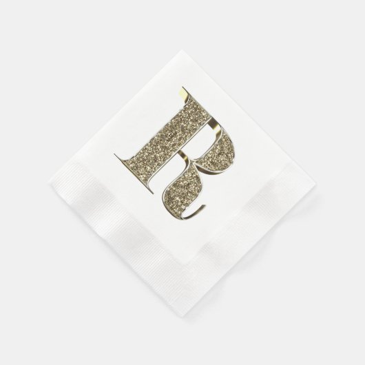 Monogramed Letter Initiaal R Gold Sparkles Elegant Servet (Hoek)