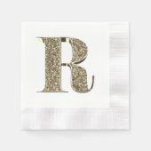 Monogramed Letter Initiaal R Gold Sparkles Elegant Servet (Voorkant)