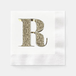 Monogramed Letter Initiaal R Gold Sparkles Elegant Servet