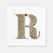 Monogramed Letter Initiaal R Gold Sparkles Elegant Servetten (Voorkant)