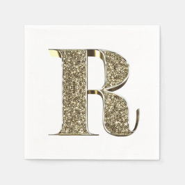 Monogramed Letter Initiaal R Gold Sparkles Elegant Servetten