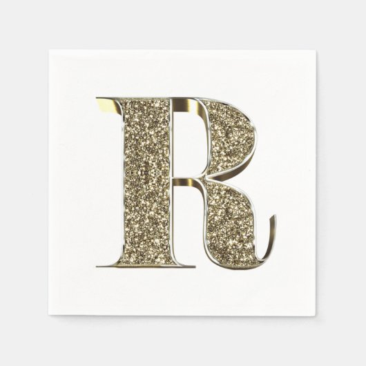 Monogramed Letter Initiaal R Gold Sparkles Elegant Servetten (Voorkant)