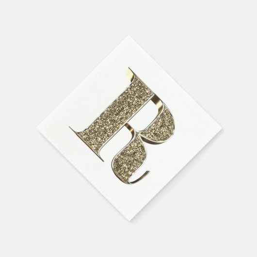 Monogramed Letter Initiaal R Gold Sparkles Elegant Servetten (Hoek)