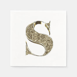 Monogramed Letter Initiaal S Gold Sparkles Elegant Servet