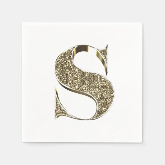 Monogramed Letter Initiaal S Gold Sparkles Elegant Servet (Voorkant)