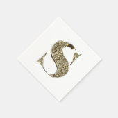 Monogramed Letter Initiaal S Gold Sparkles Elegant Servet (Hoek)