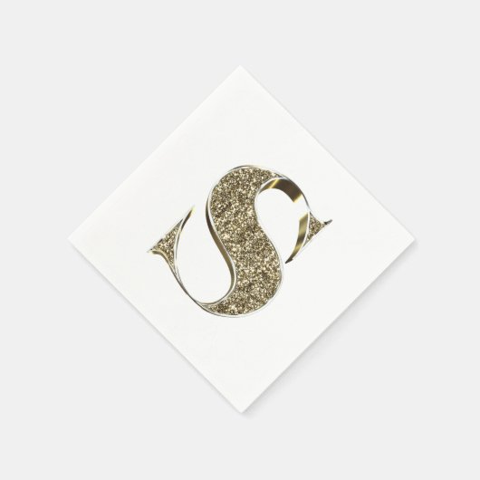 Monogramed Letter Initiaal S Gold Sparkles Elegant Servet (Hoek)