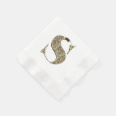 Monogramed Letter Initiaal S Gold Sparkles Elegant Servet (Hoek)