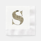 Monogramed Letter Initiaal S Gold Sparkles Elegant Servet (Voorkant)