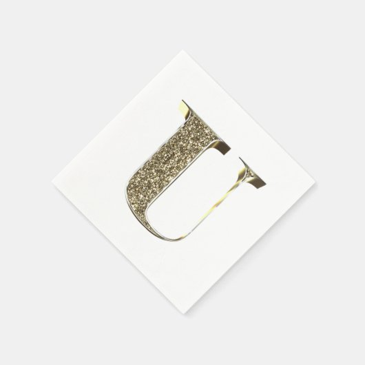 Monogramed Letter Initiaal U Gold Sparkles Elegant Servet (Hoek)