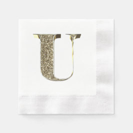 Monogramed Letter Initiaal U Gold Sparkles Elegant Servetten