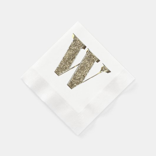 Monogramed Letter Initiaal W Gold Sparkles Elegant Servet (Hoek)