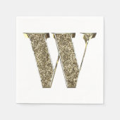 Monogramed Letter Initiaal W Gold Sparkles Elegant Servetten (Voorkant)