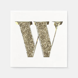 Monogramed Letter Initiaal W Gold Sparkles Elegant Servetten