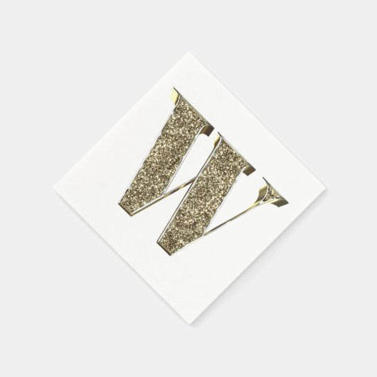 Monogramed Letter Initiaal W Gold Sparkles Elegant Servetten (Hoek)