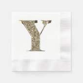 Monogramed Letter Initiaal Y Gold Sparkles Elegant Servet (Voorkant)