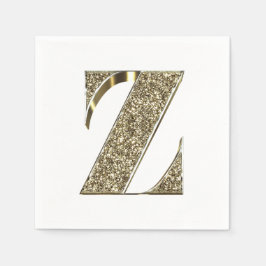 Monogramed Letter Initiaal Z Gold Sparkles Elegant Servet