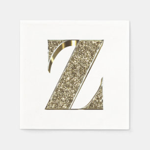Monogramed Letter Initiaal Z Gold Sparkles Elegant Servet