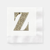 Monogramed Letter Initiaal Z Gold Sparkles Elegant Servet (Voorkant)