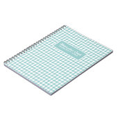 Monogramed Light Blue & White Houndstooth Pattern Notitieboek (Linkerzijde)