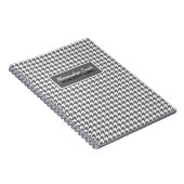 Monogramed Light Grey & White Houndstooth Pattern Notitieboek (Rechterzijde)