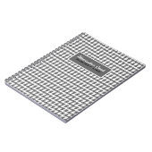 Monogramed Light Grey & White Houndstooth Pattern Notitieboek (Linkerzijde)
