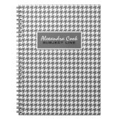 Monogramed Light Grey & White Houndstooth Pattern Notitieboek (Voorkant)