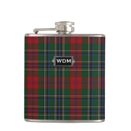 Monogramed MacLean Tartan Plaid Flask Heupfles