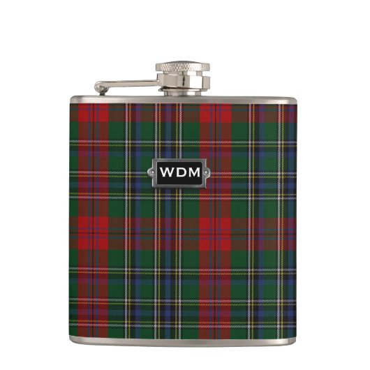 Monogramed MacLean Tartan Plaid Flask Heupfles (Voorkant)