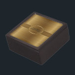 Monogramed metalen goud geborsteld aluminium blik premium juwelen doos<br><div class="desc">Elegant metalen goudvormig ontwerp met een geborsteld aluminium textuur. Facultatief monogram</div>