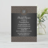 Monogramed Metallic look Bridal Shower Invitation Kaart (Staand voorkant)