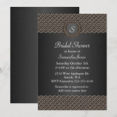 Monogramed Metallic look Bridal Shower Invitation Kaart (Voorkant / Achterkant)