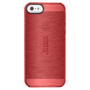 Monogramed Metallic Red Pensed Aluminium Kijk Doorzichtig iPhone SE/5/5s Hoesje