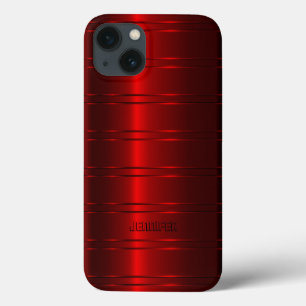 Monogramed Metallic Red Stripes Pattern Case-Mate iPhone Case