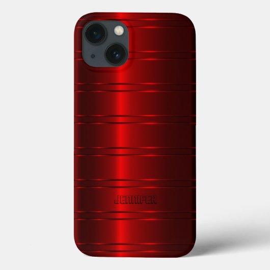 Monogramed Metallic Red Stripes Pattern Case-Mate iPhone Case (Achterkant)
