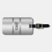 Monogramed Metallic Zilver Geborsteld Aluminium Lo Bagagelabel (Voorkant horizontaal)