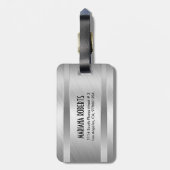 Monogramed Metallic Zilver Geborsteld Aluminium Lo Bagagelabel (Achterkant verticaal)