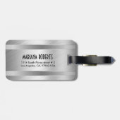 Monogramed Metallic Zilver Geborsteld Aluminium Lo Bagagelabel (Achterkant horizontaal)