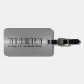 Monogramed Metallic Zilver Roestvrij Staal Kijk 2 Bagagelabel (Voorkant horizontaal)