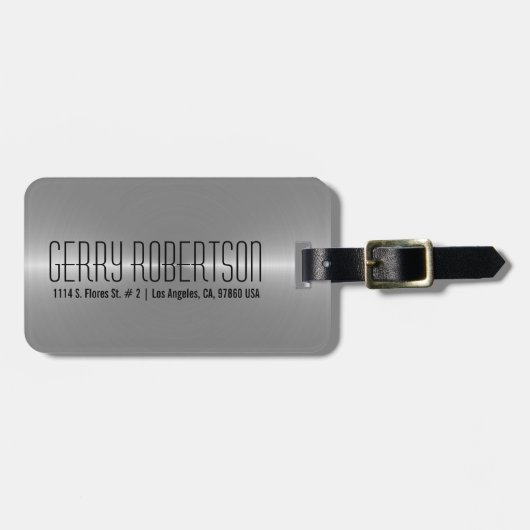 Monogramed Metallic Zilver Roestvrij Staal Kijk 2 Bagagelabel (Voorkant horizontaal)