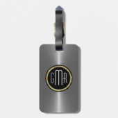 Monogramed Metallic Zilver Roestvrij Staal Kijk 2 Bagagelabel (Achterkant verticaal)