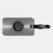 Monogramed Metallic Zilver Roestvrij Staal Kijk 2 Bagagelabel (Achterkant horizontaal)