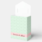 Monogramed Mint-Green Bloemen Damasks 2 Bedankdoosjes (Geopend)